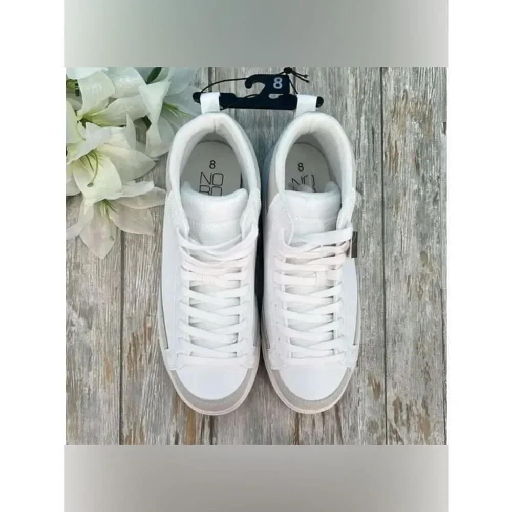 Women’s Casual Sporty High Top Sneakers Shoes White Size 8